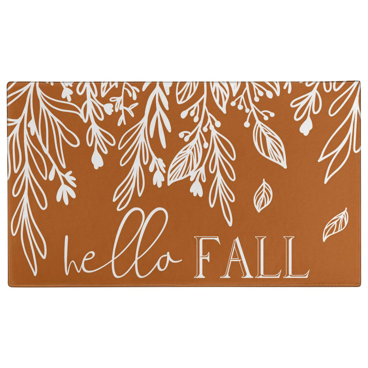 Xsinufn Fall Door Mat front view with pumpkin leaf design