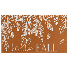 Xsinufn Fall Door Mat front view with pumpkin leaf design