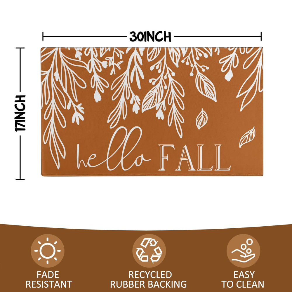 Xsinufn Fall Door Mat next to autumn decorations