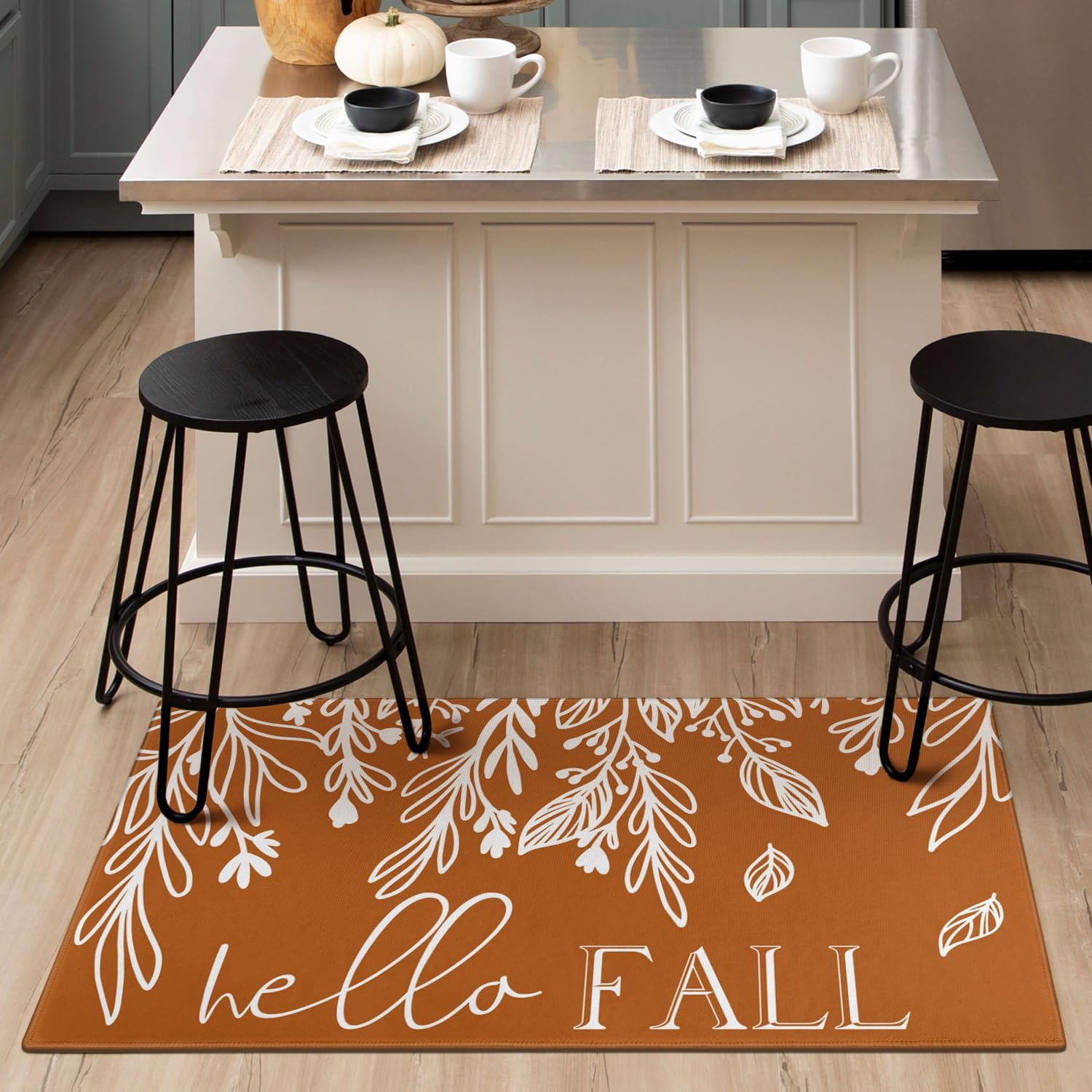 Xsinufn Fall Door Mat showing non-slip backing