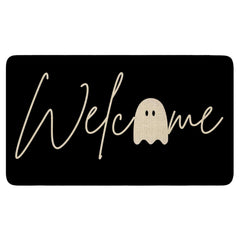 Xsinufn Halloween Door Mat front view with cute spooky ghost design