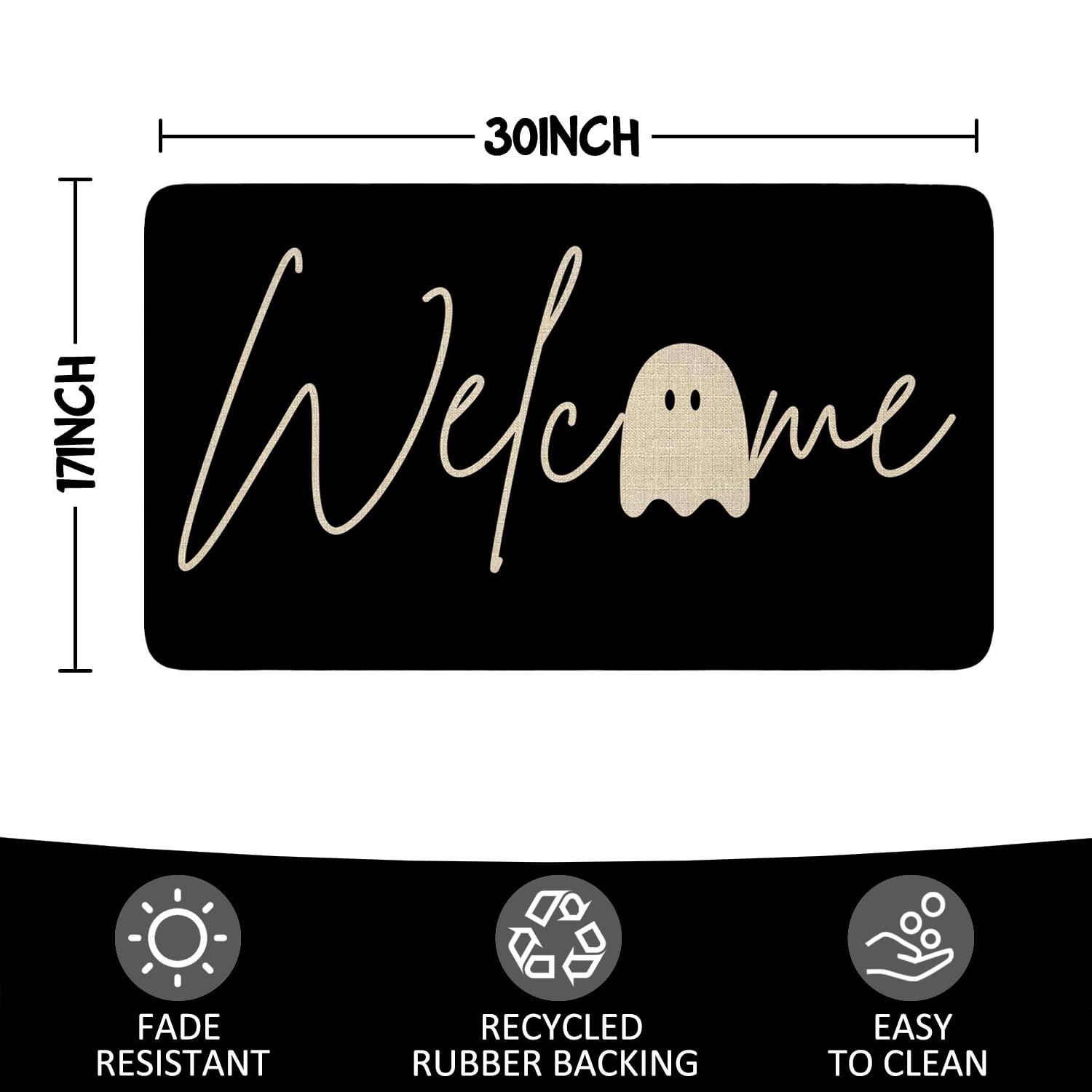 Xsinufn Halloween Door Mat with a broom for easy cleaning