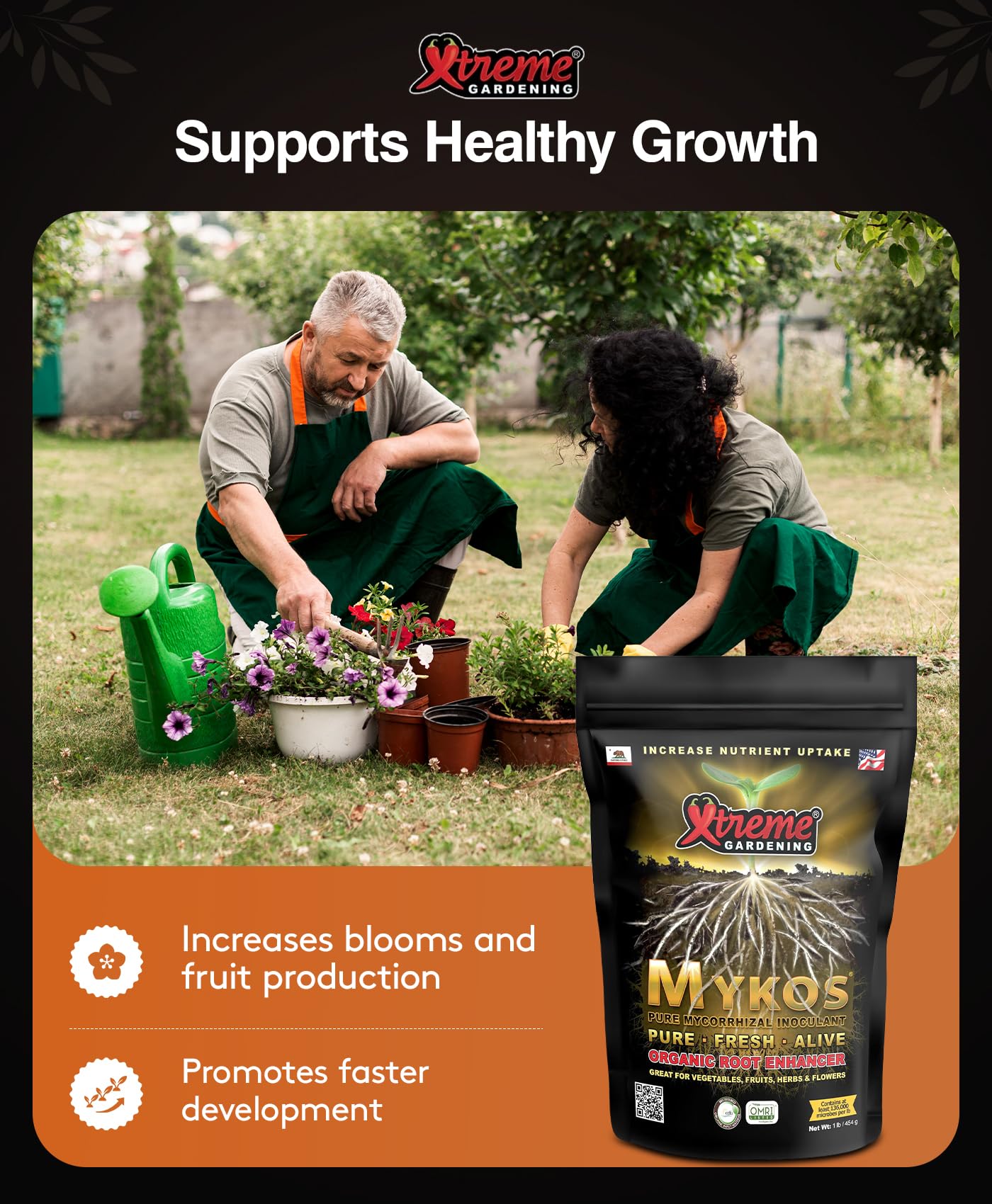 Xtreme Gardening Mykos Mycorrhizae application on plant roots
