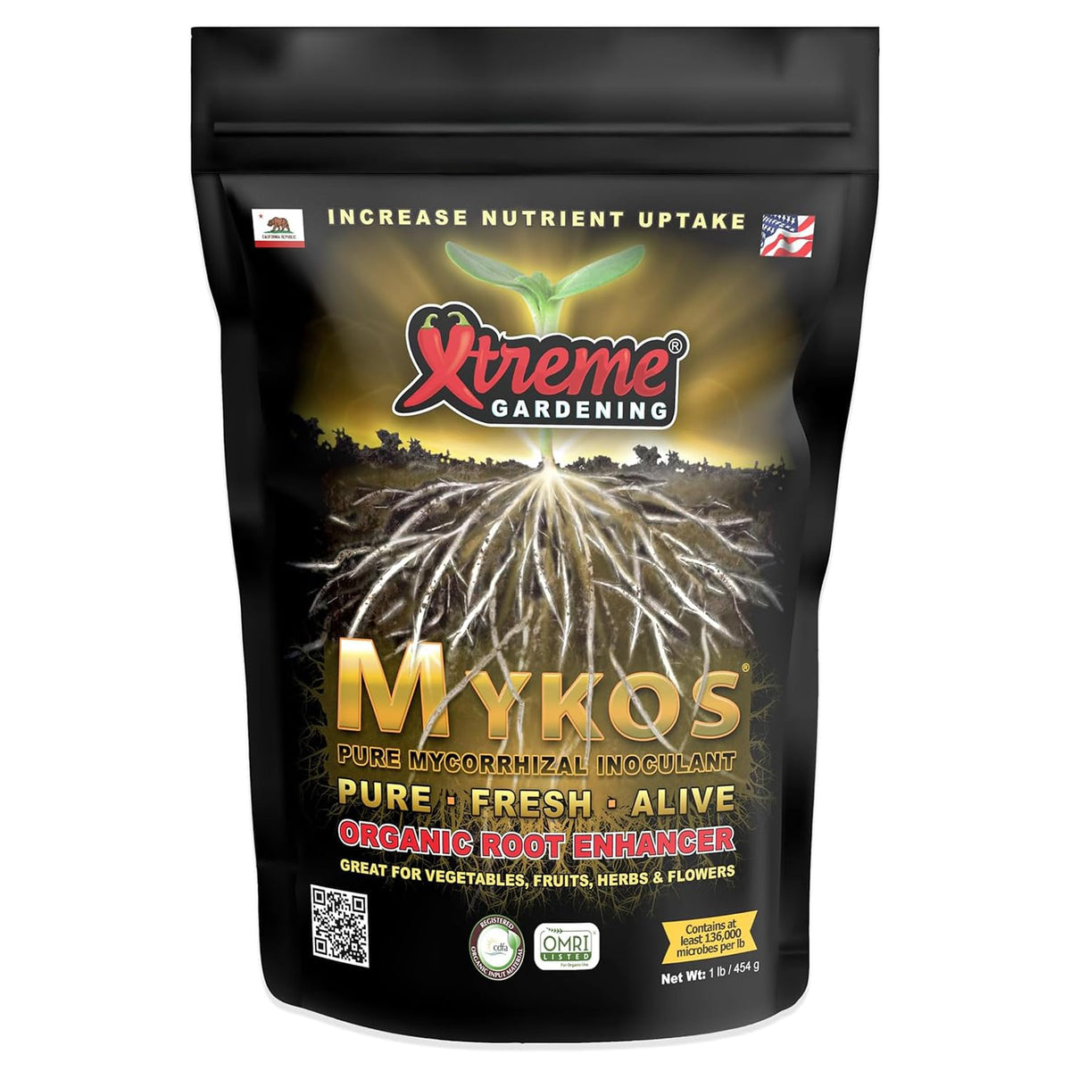 Xtreme Gardening Mykos Mycorrhizae granular inoculant front view