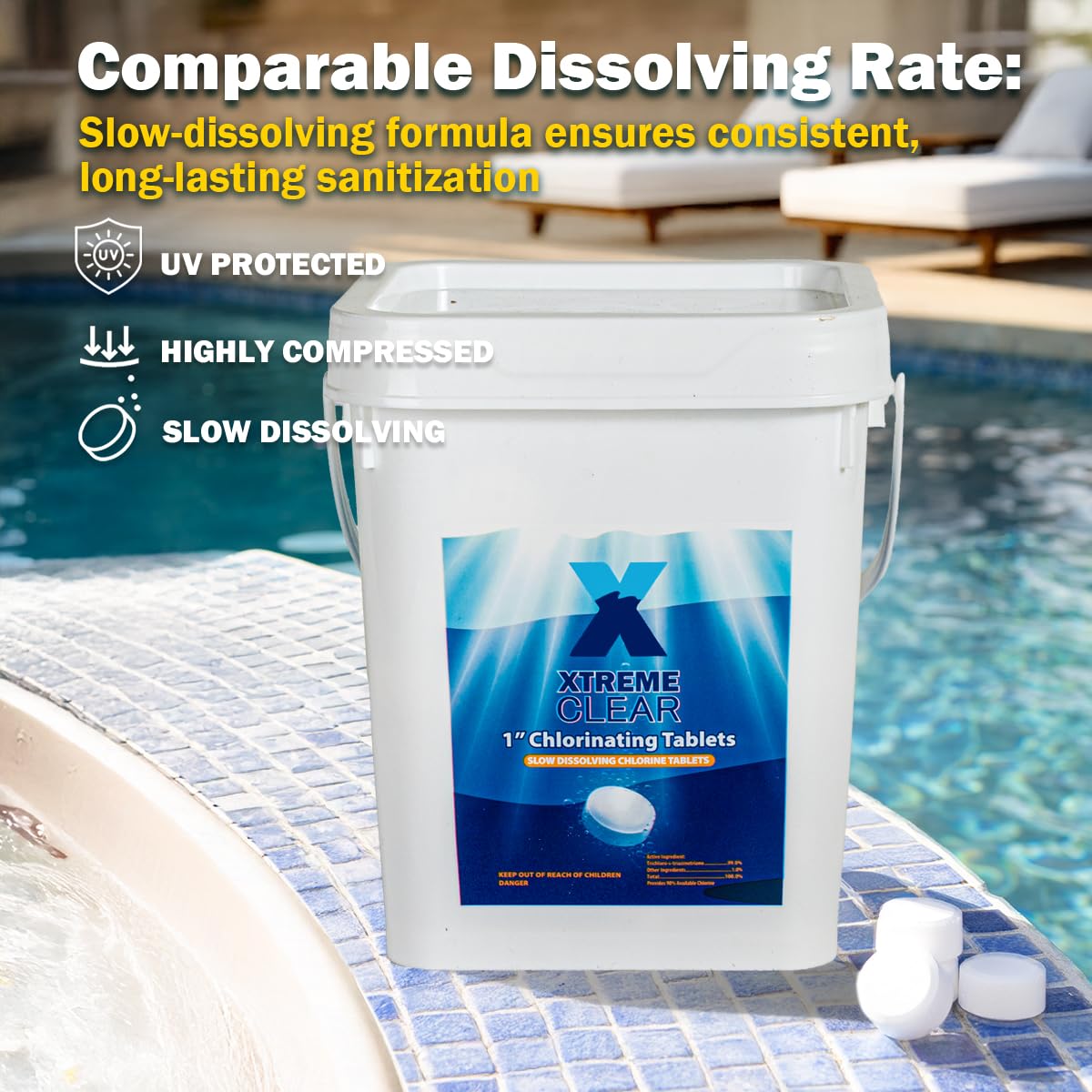 XtremepowerUS chlorine tabs in a pool skimmer