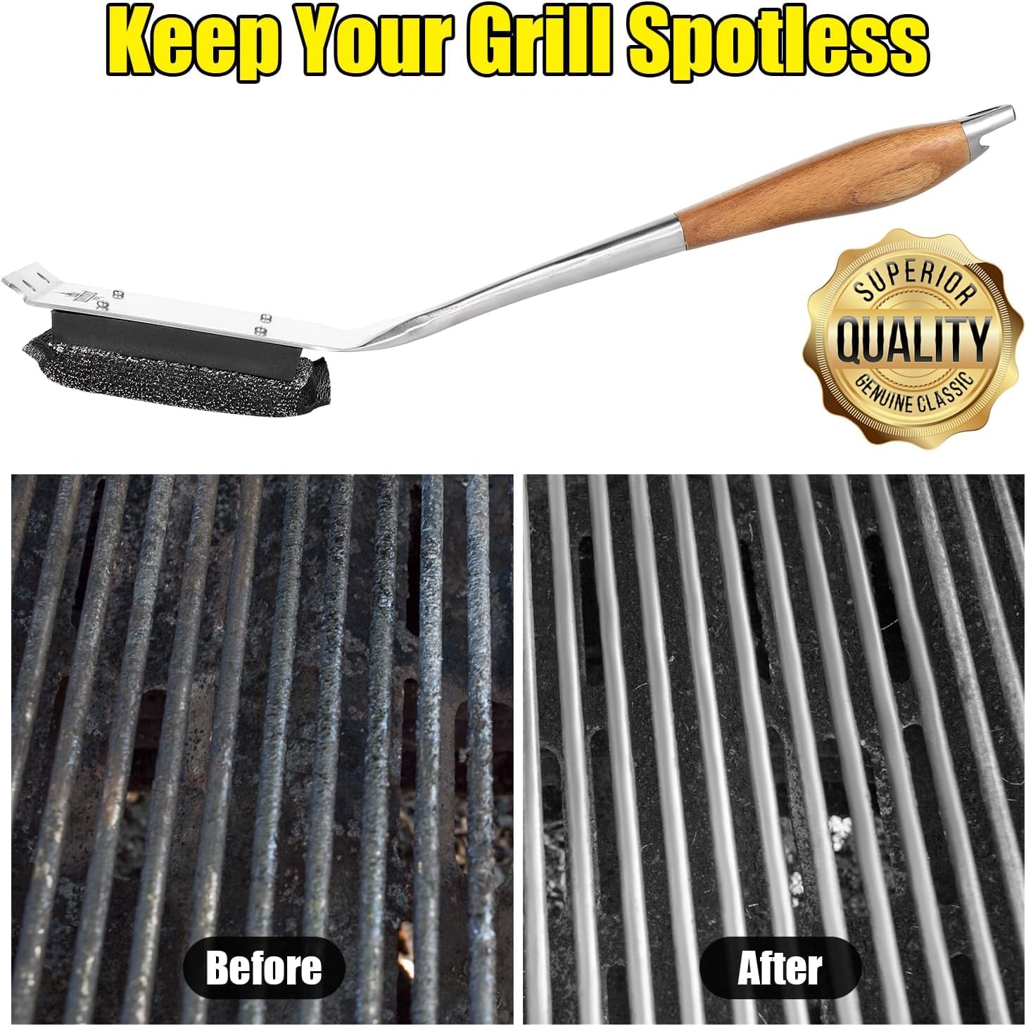 XUDAKAIXIN BBQ cleaning head with stainless steel handle