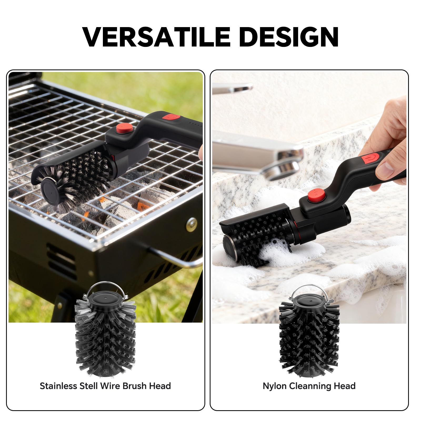 XUDAKAIXIN Electric Grill Brush placed on a barbecue grill