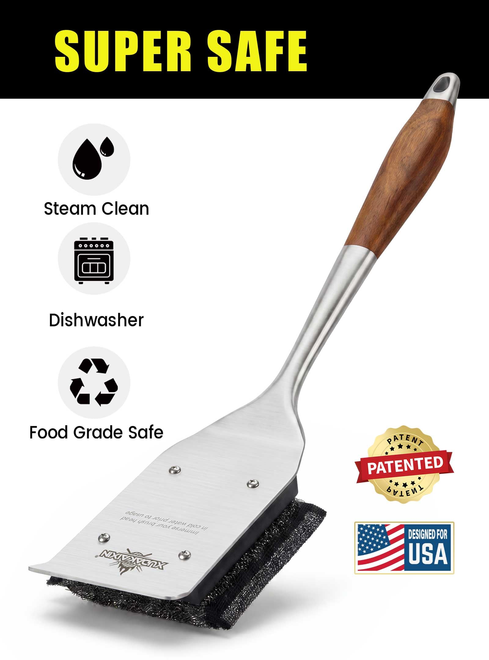 XUDAKAIXIN Grill Brush long stainless steel handle