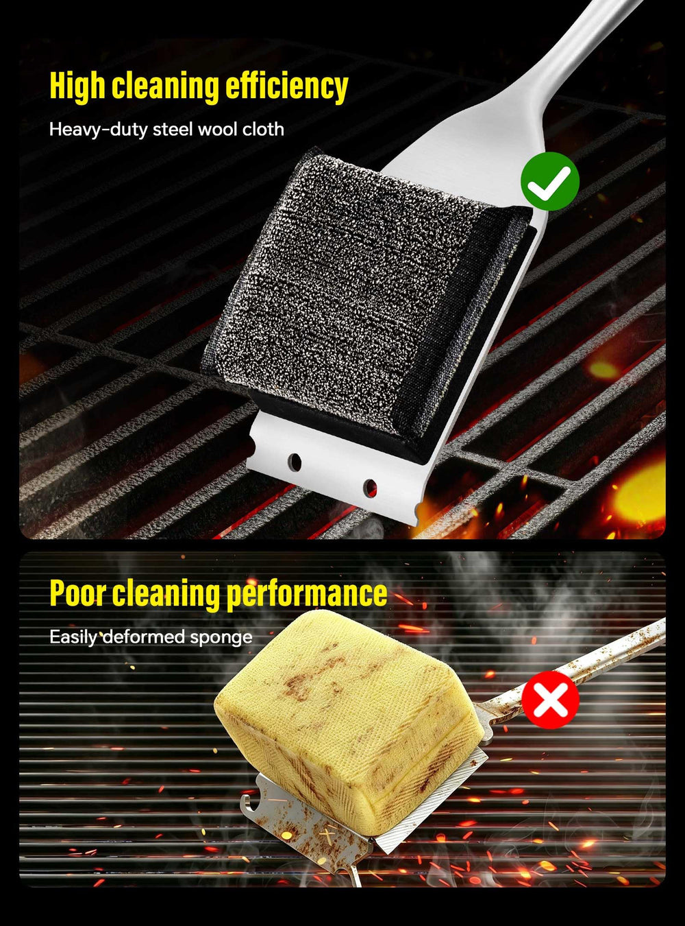 XUDAKAIXIN Grill Brush packaging showing features