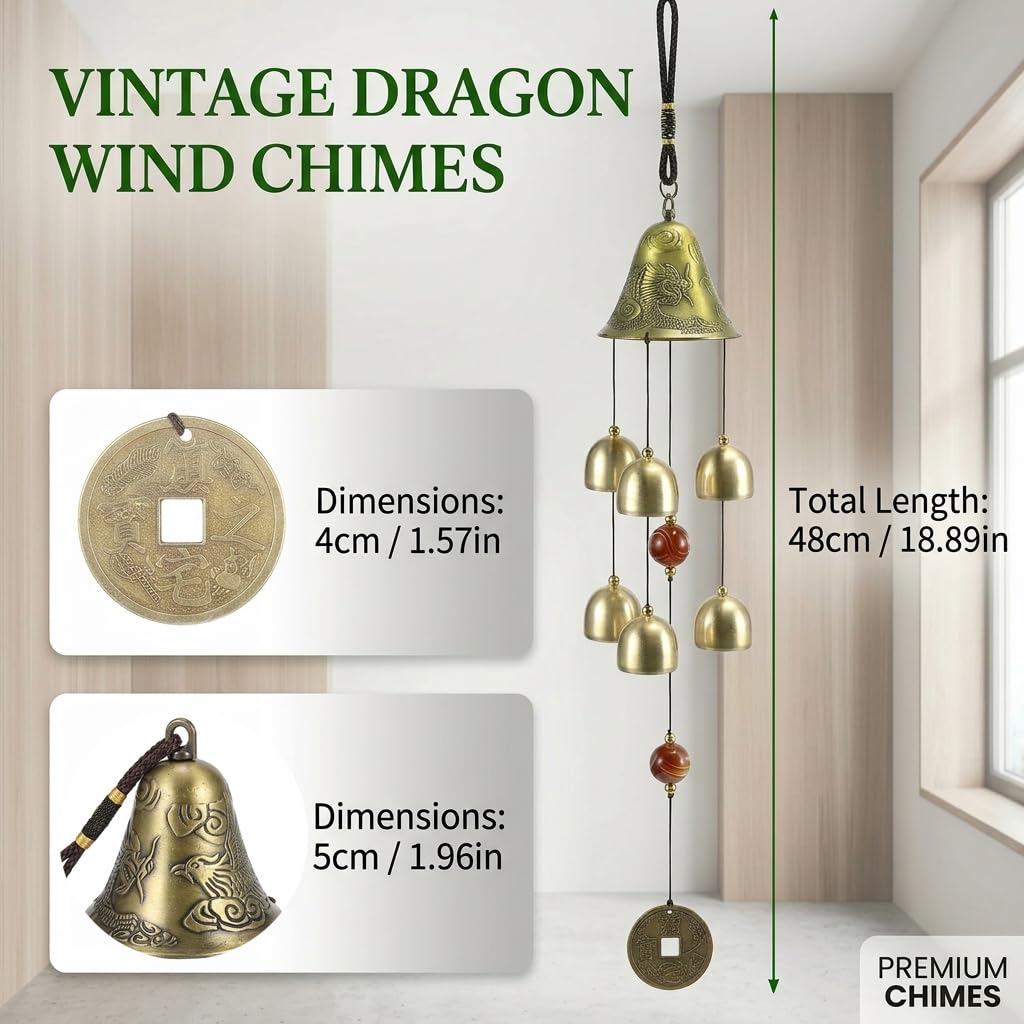 XUJIQI Lucky Wind Chimes detailed view of copper alloy material
