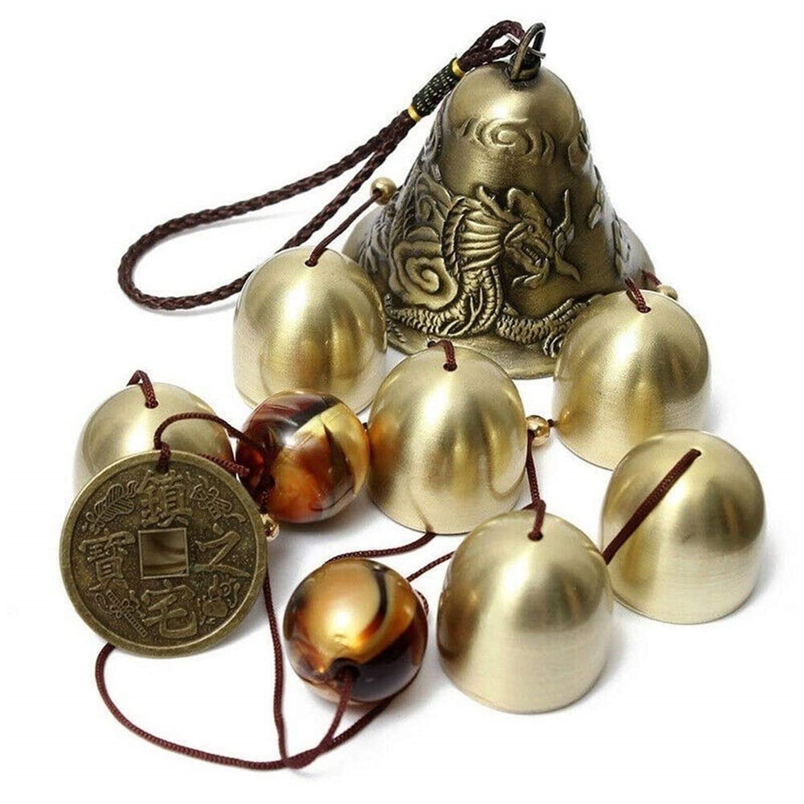 XUJIQI Lucky Wind Chimes front view with six bronze bells