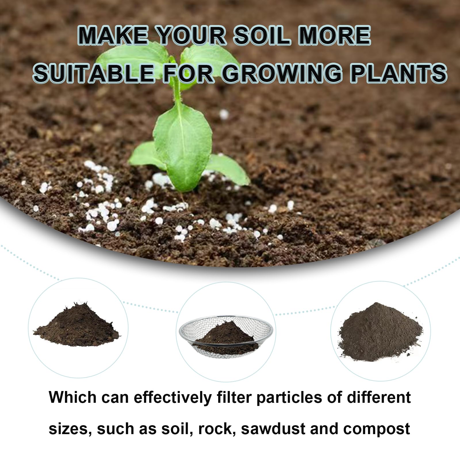 XULIFU Soil Sifter dimensions 11.8in x 11.8in x 3.14in