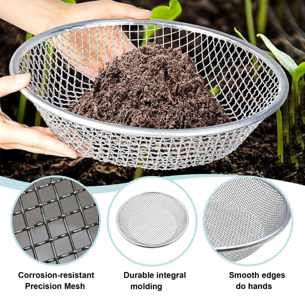 XULIFU Soil Sifter displayed with gardening tools