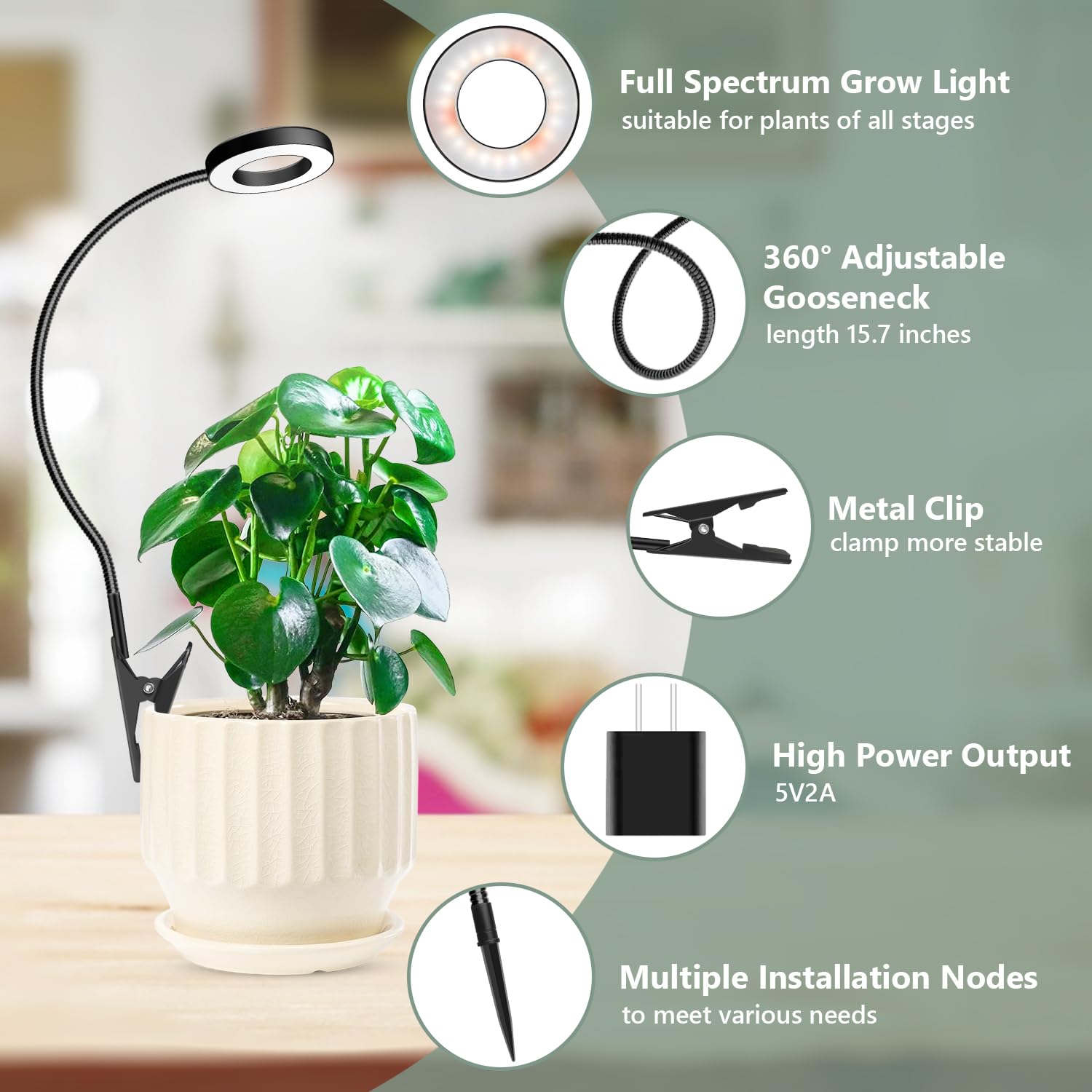 Xuligron grow lamp inserted into the soil of a plant