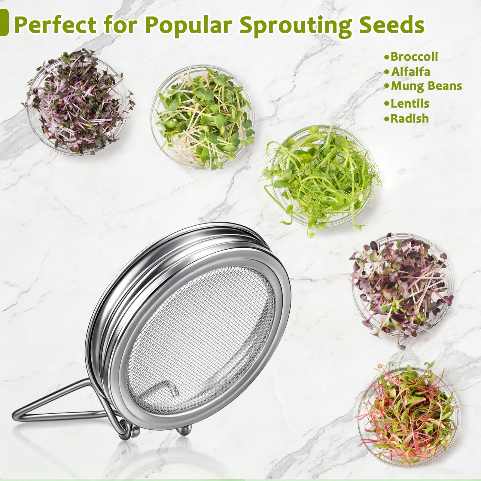XUNWKONGG sprouting jar kit on a kitchen countertop