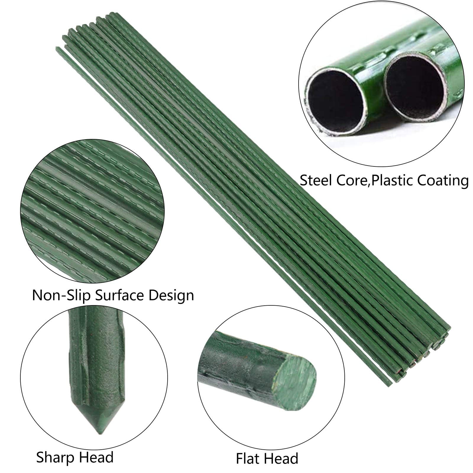 Xuwzenkl 25 pack of green garden stakes displayed