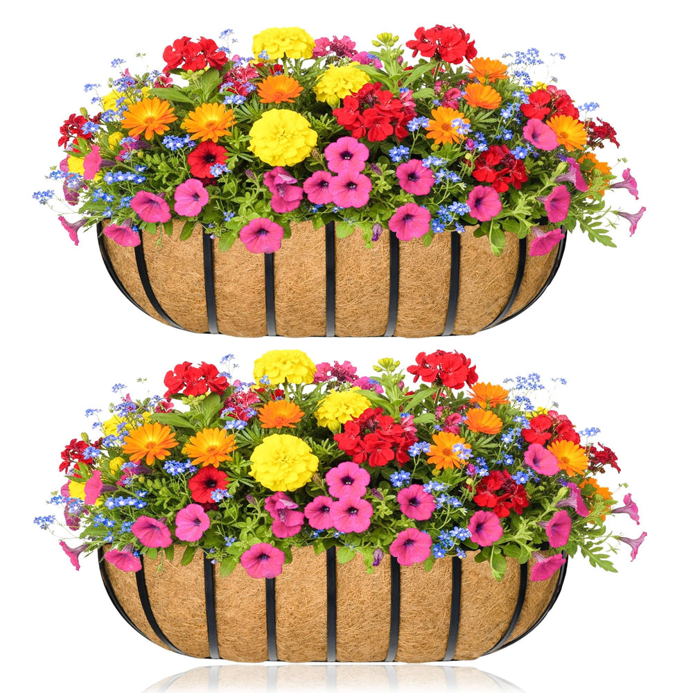 XXFBJNMD Window Box Railing Planter 2 Pack with Coco Liner side view