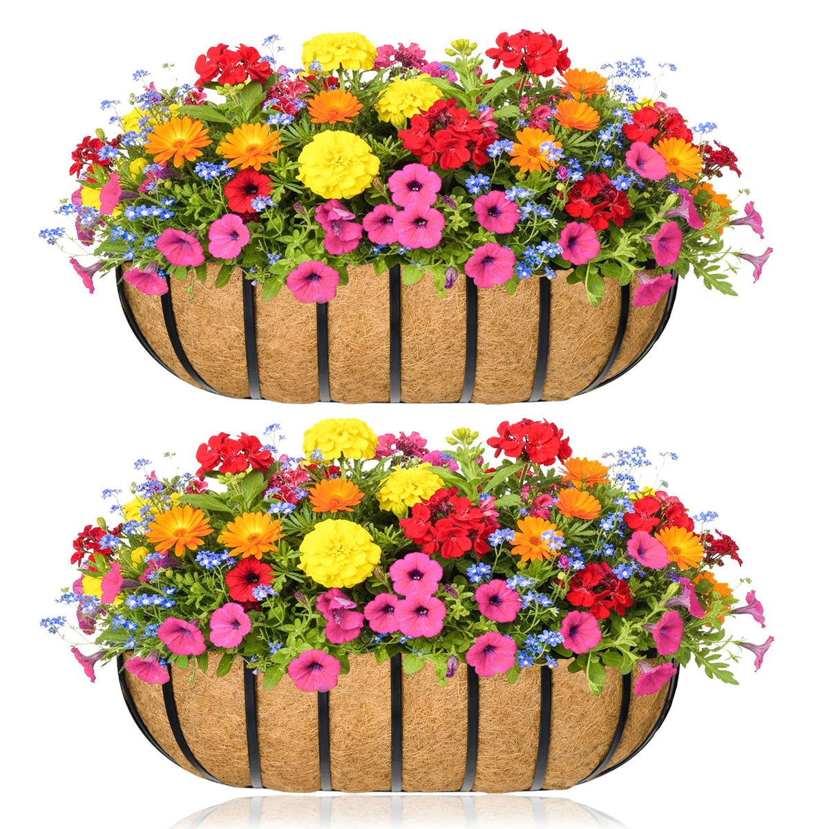 XXFBJNMD Window Box Railing Planter 2 Pack with Coco Liner side view