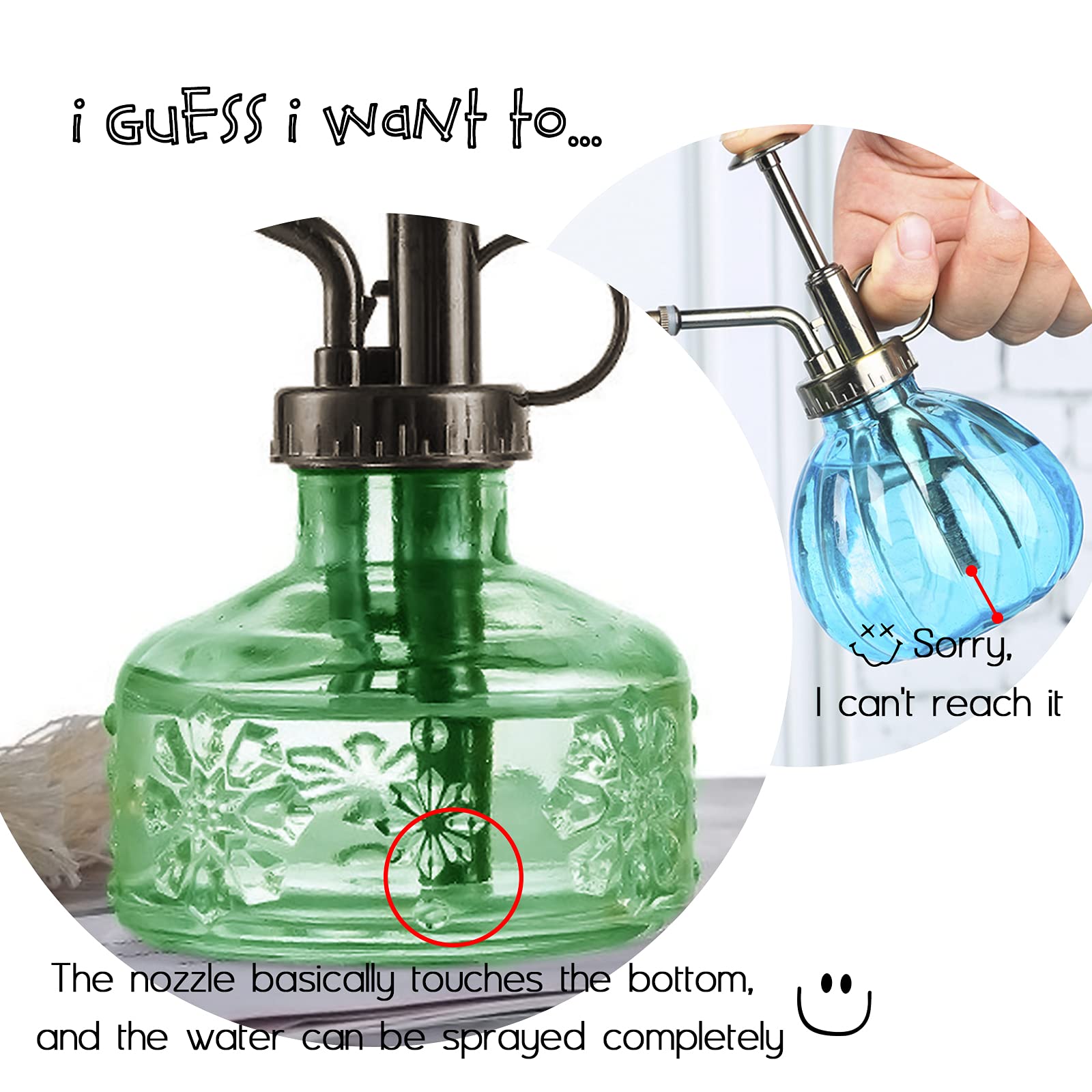 XXXFLOWER Glass Plant Mister Green on a table