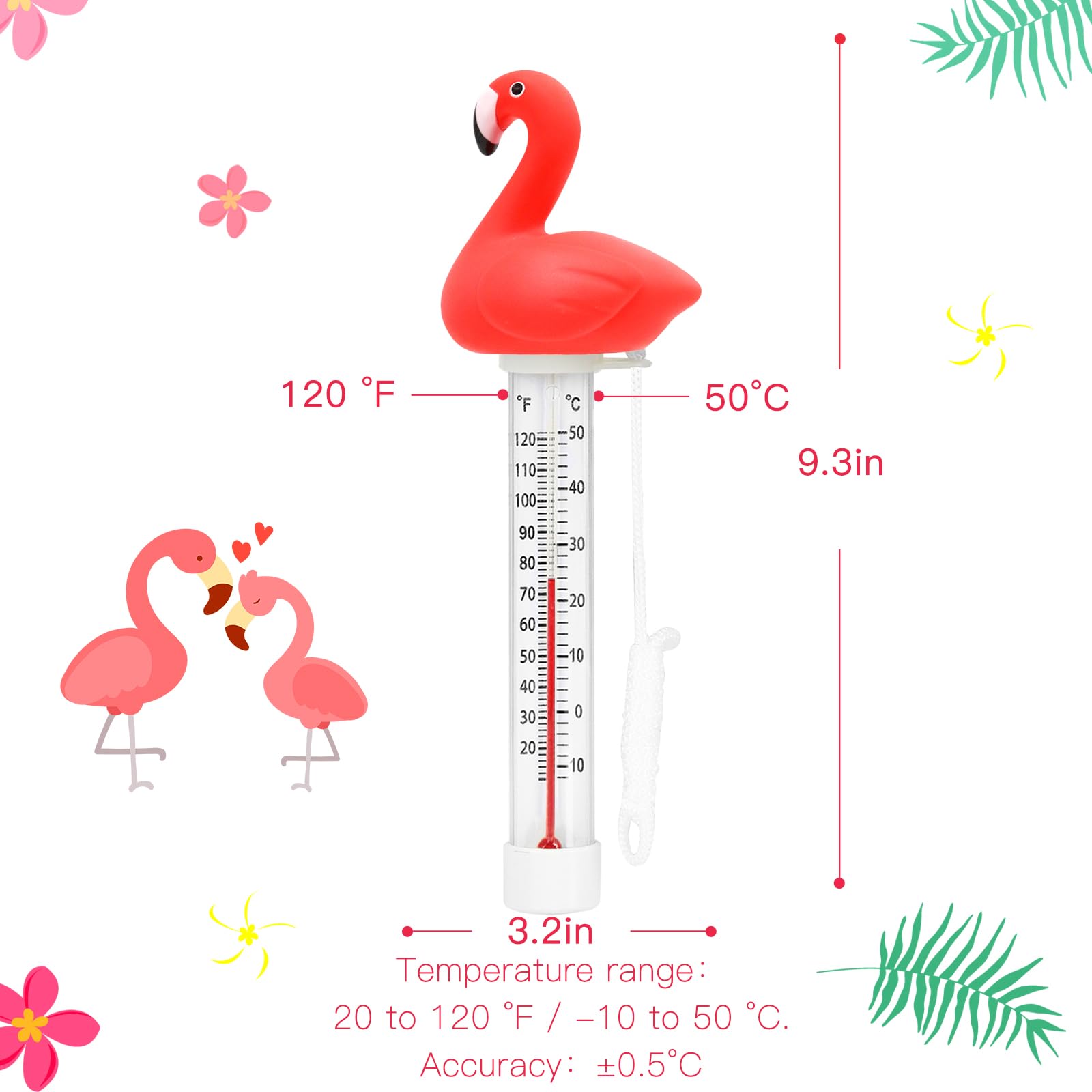 XY-WQ Flamingo Pool Thermometer displaying temperature