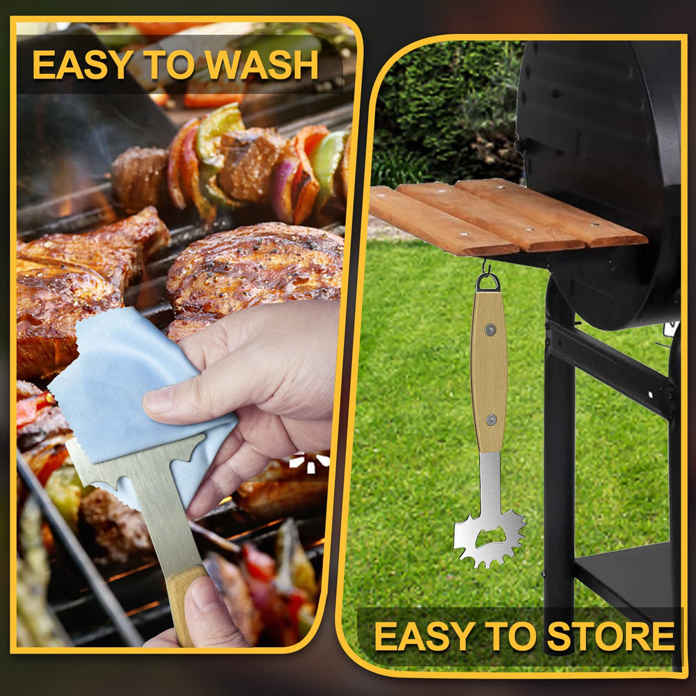 XYK BBQ Grill Scraper dimensions on a measuring tape