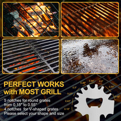 XYK BBQ Grill Scraper in use on a charcoal grill
