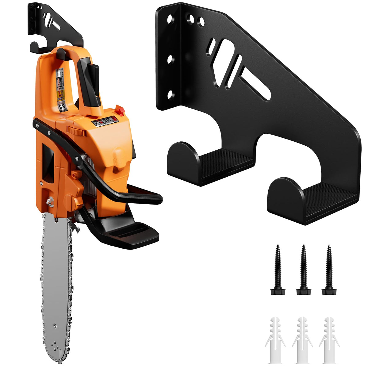 XZHXFX Chainsaw Hanger Wall Mount front view with protective pad