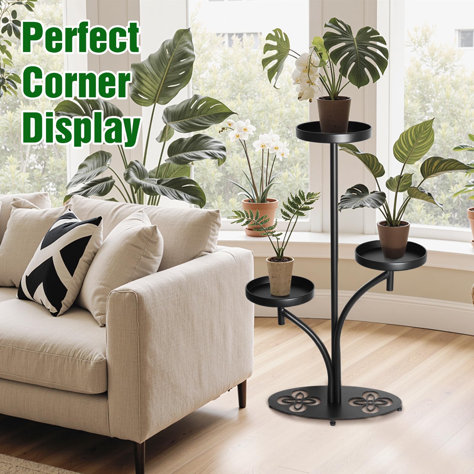 XZHXZH plant stand black colour against a white wall