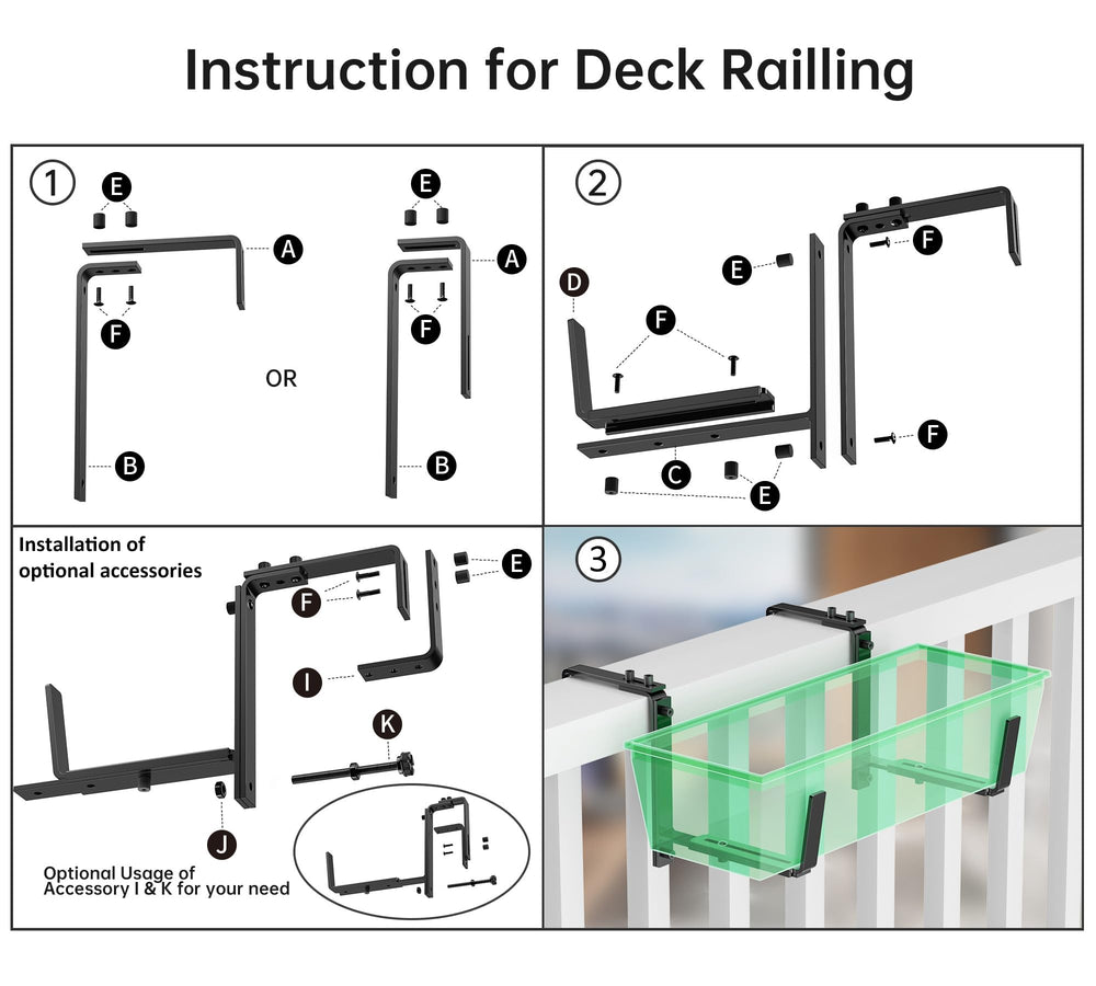 Y&M brackets showing adjustable feature for planter boxes