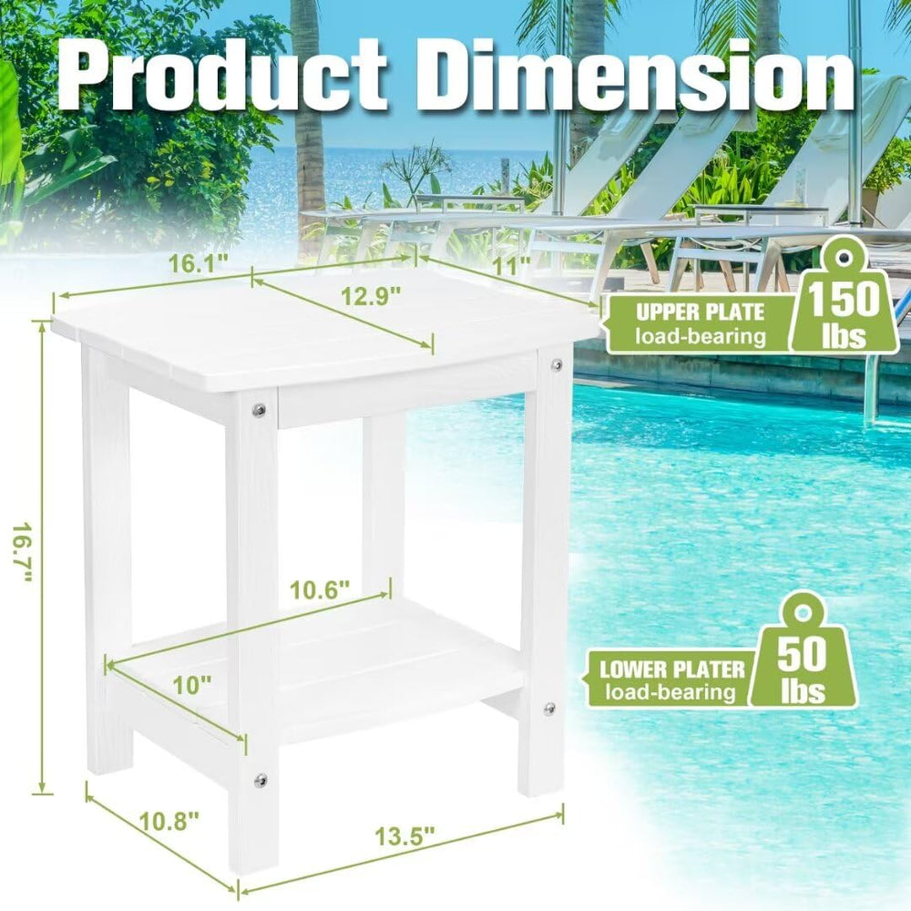 Y&M Outdoor Side Table side view showcasing double layer design