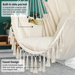 Y-STOP Hammock Chair beige hanging outdoors