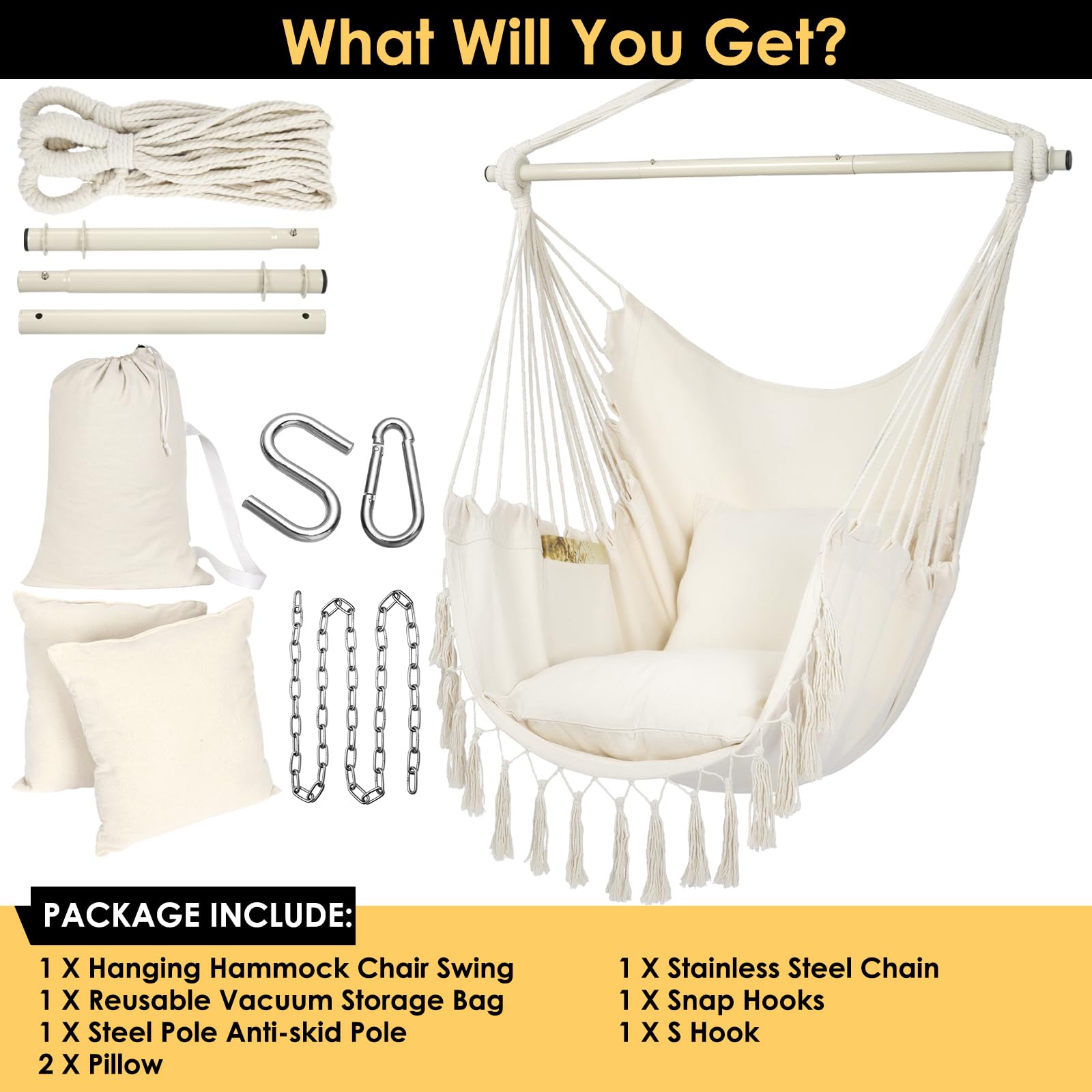 Y-STOP Hammock Chair beige in a garden setting