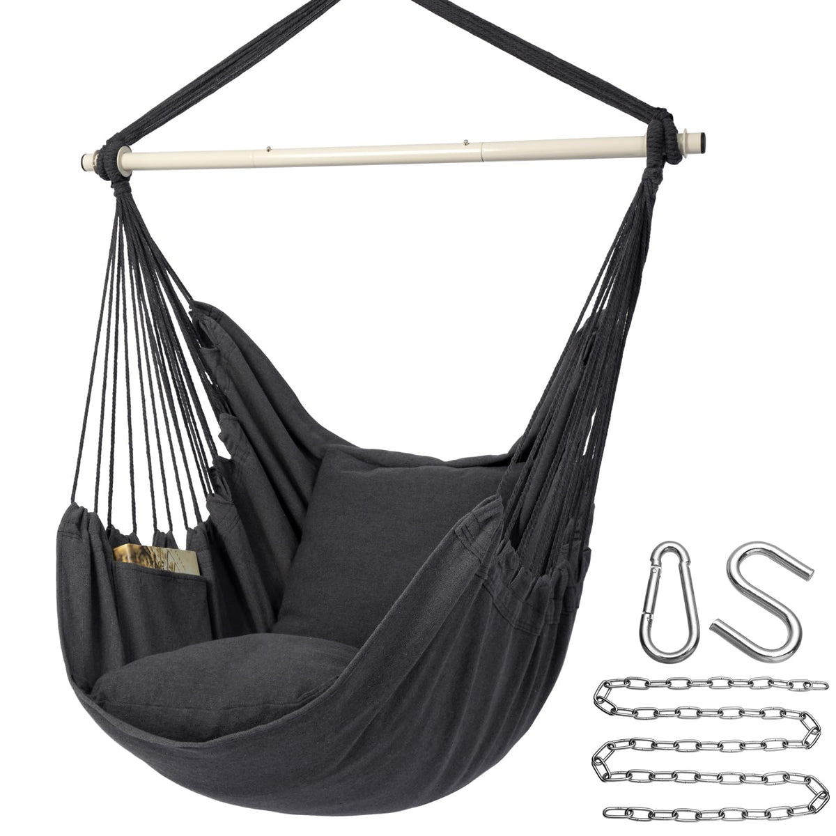 Y- STOP Hammock Chair dark grey with spreader bar
