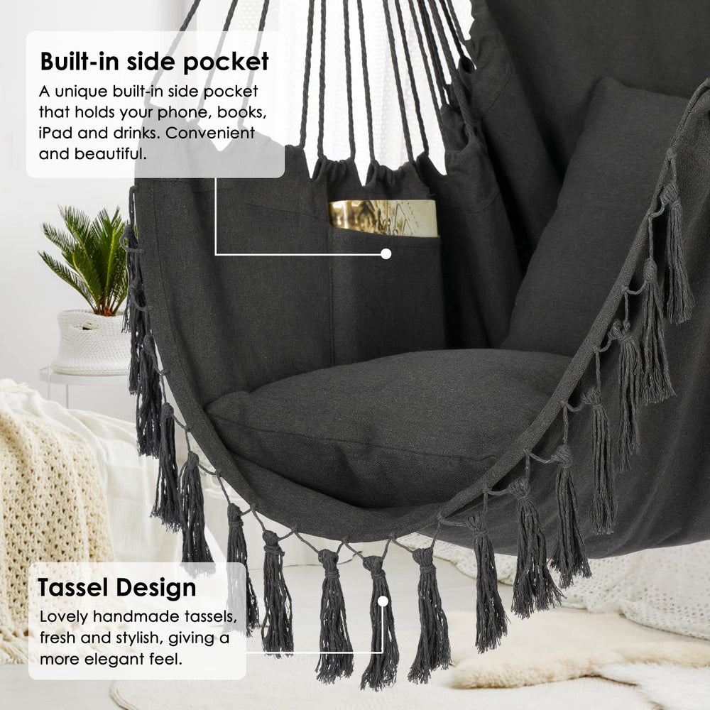 Y- STOP Hammock Chair hanging from a tree branch