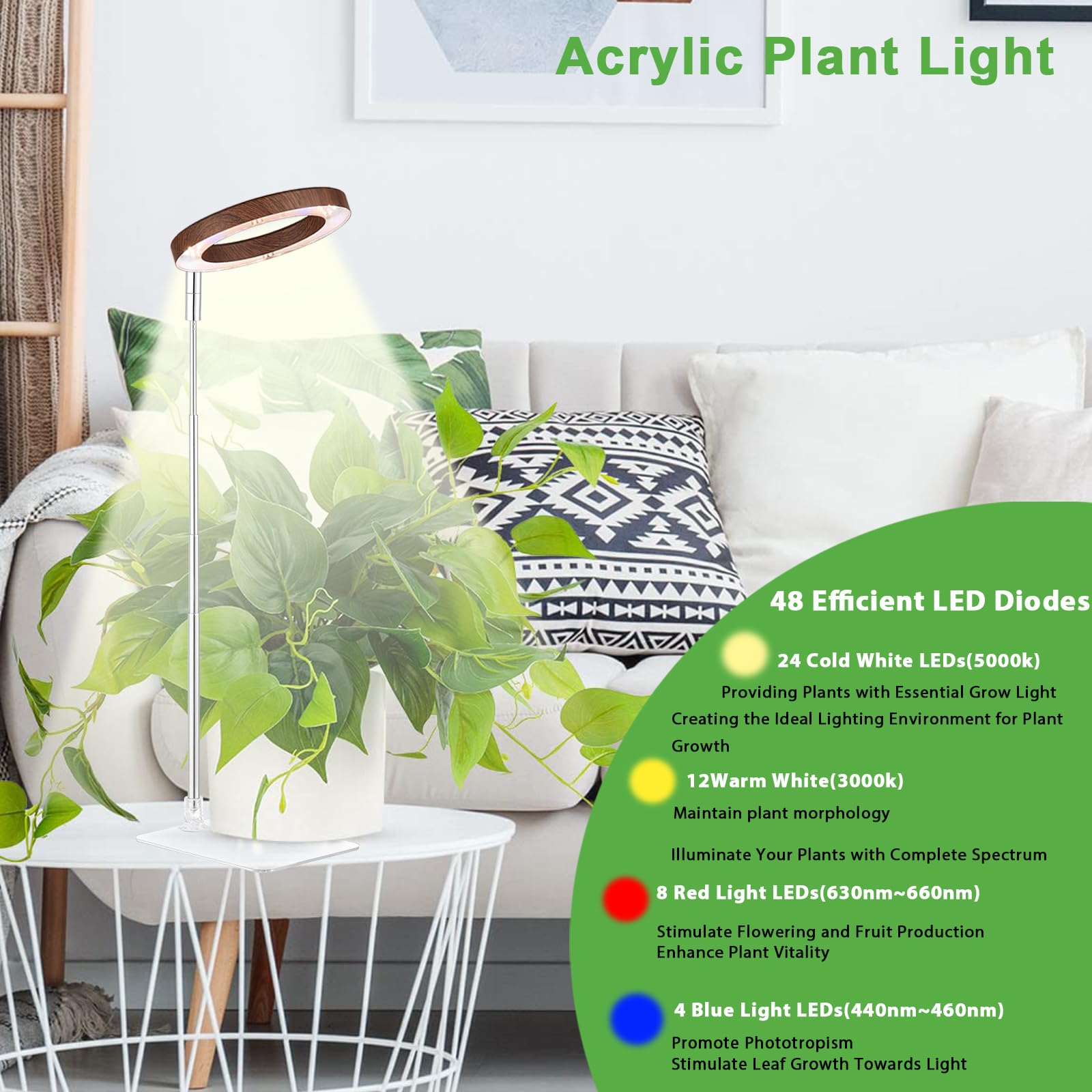 yadoker adjustable plant light in a pot with plants