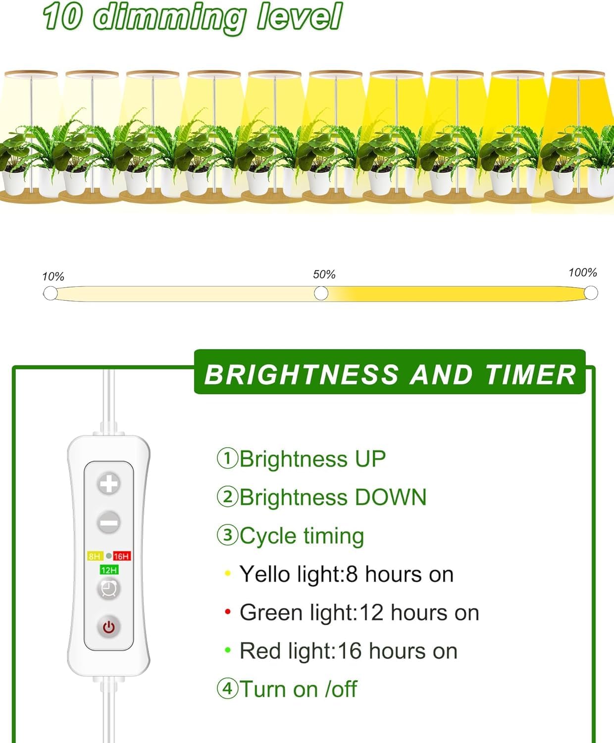 yadoker Bamboo Mini LED Grow Light on a kitchen countertop