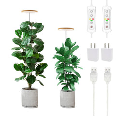 yadoker full spectrum grow light front view with bamboo finish