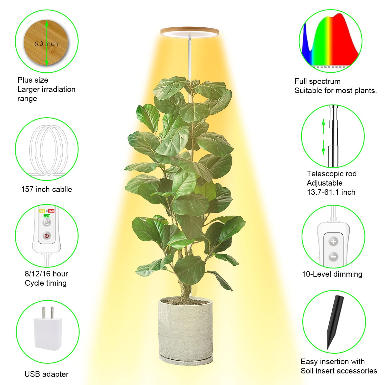 yadoker grow light displaying 10-level dimmable controller