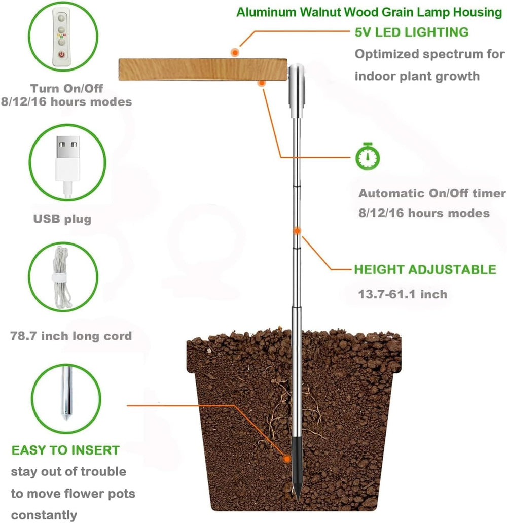yadoker grow light in a home setting with large indoor plants