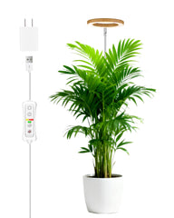 yadoker grow light with wood grain finish and adjustable height