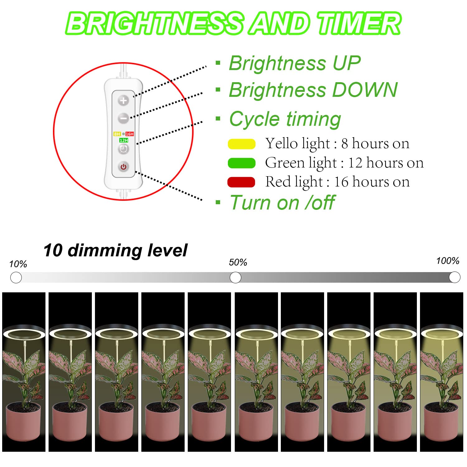 yadoker LED Grow Light dimming feature display