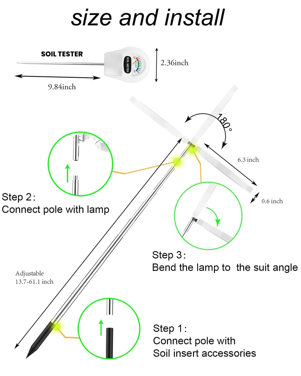 yadoker LED Growing Light long cord and on/off switch
