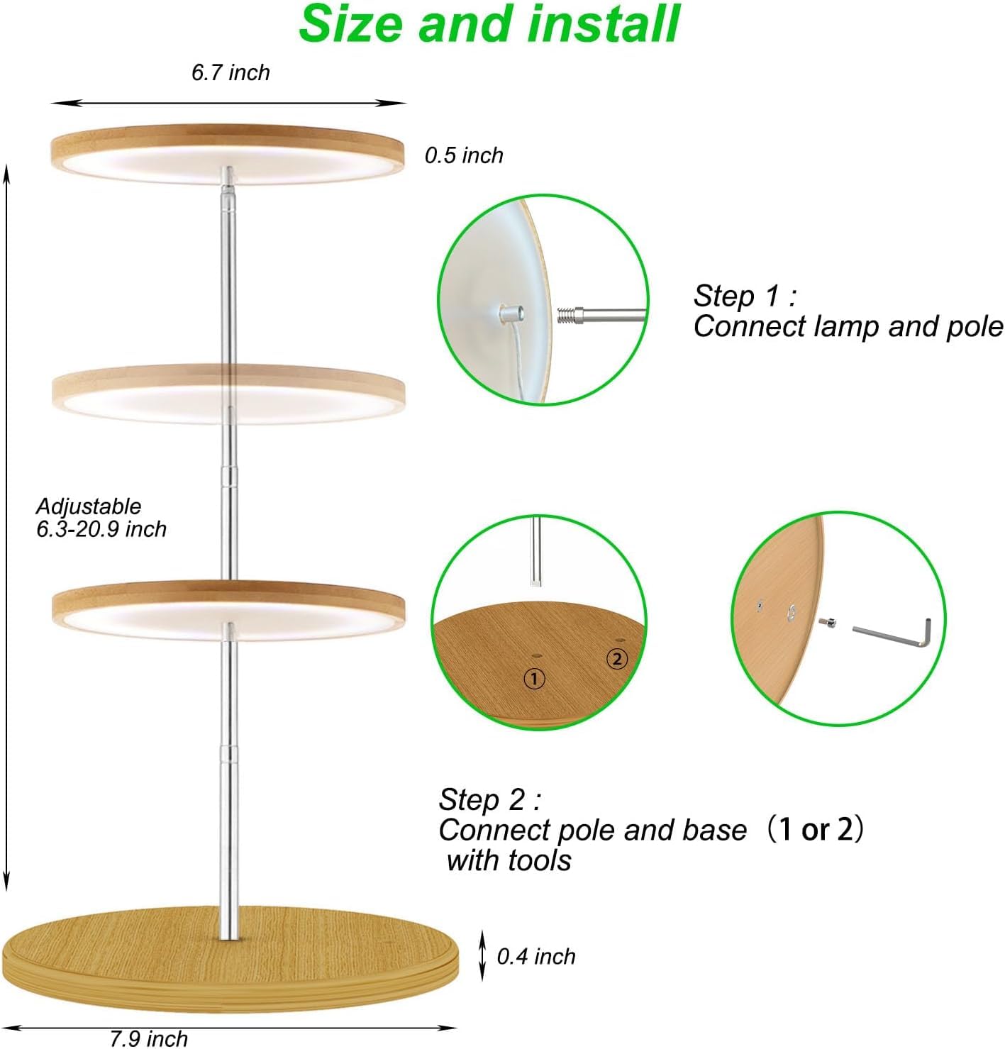 yadoker Plant Grow Light height adjustable feature
