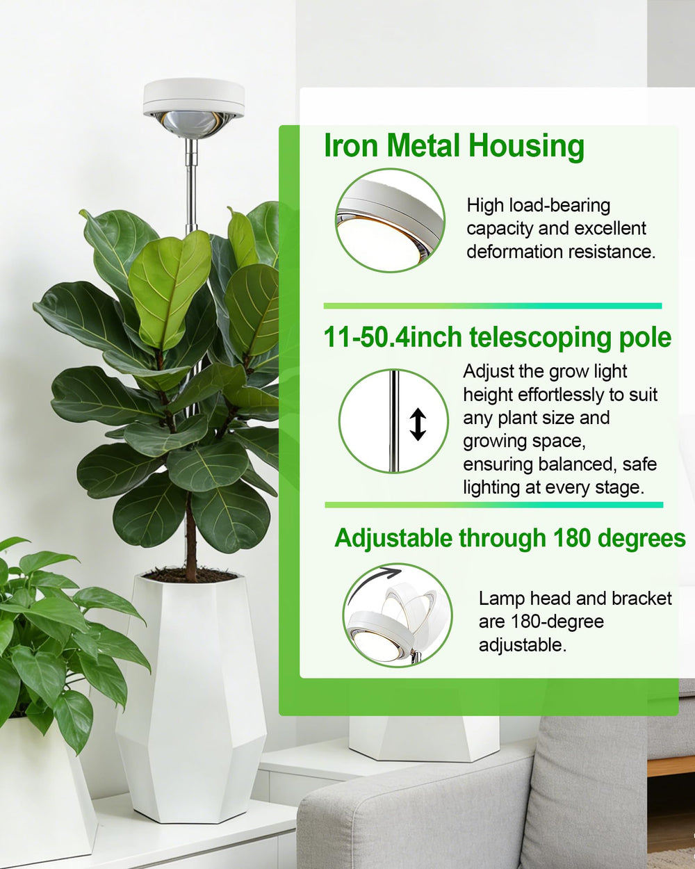 yadoker Plant Grow Light in use with indoor plants