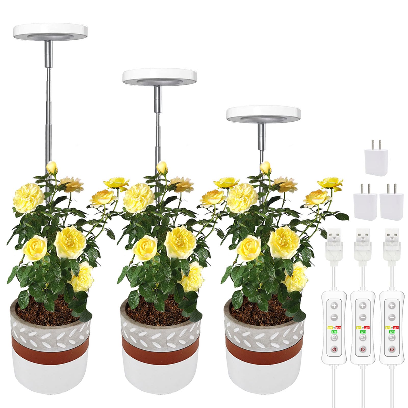 yadoker Plant Grow Light with warm white bulb front view