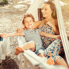 YAERSI hammock on a patio showing its spacious design