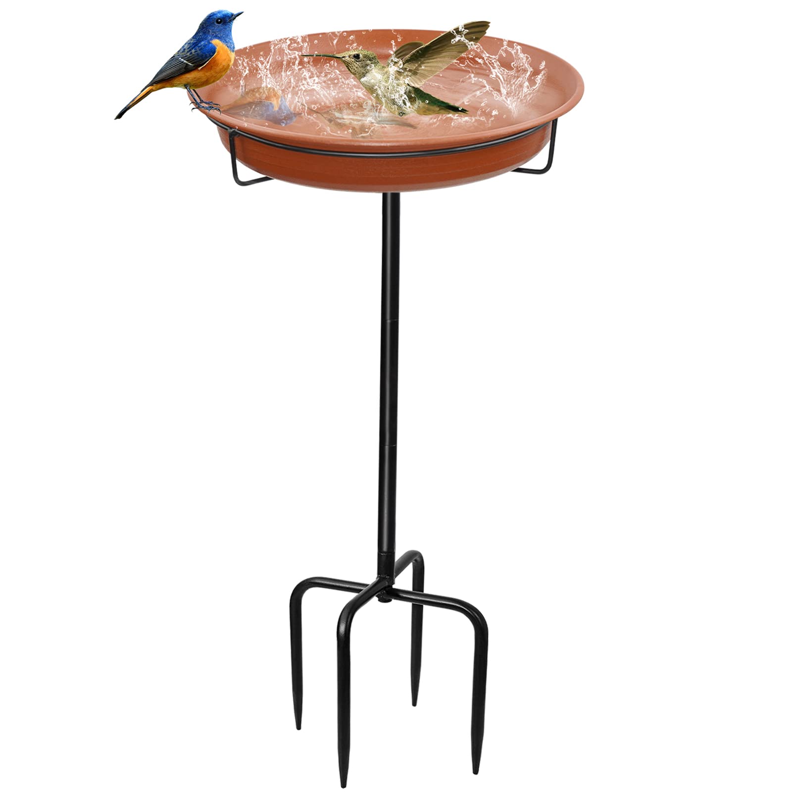 YALINKA 28In brown freestanding bird bath bowl front view