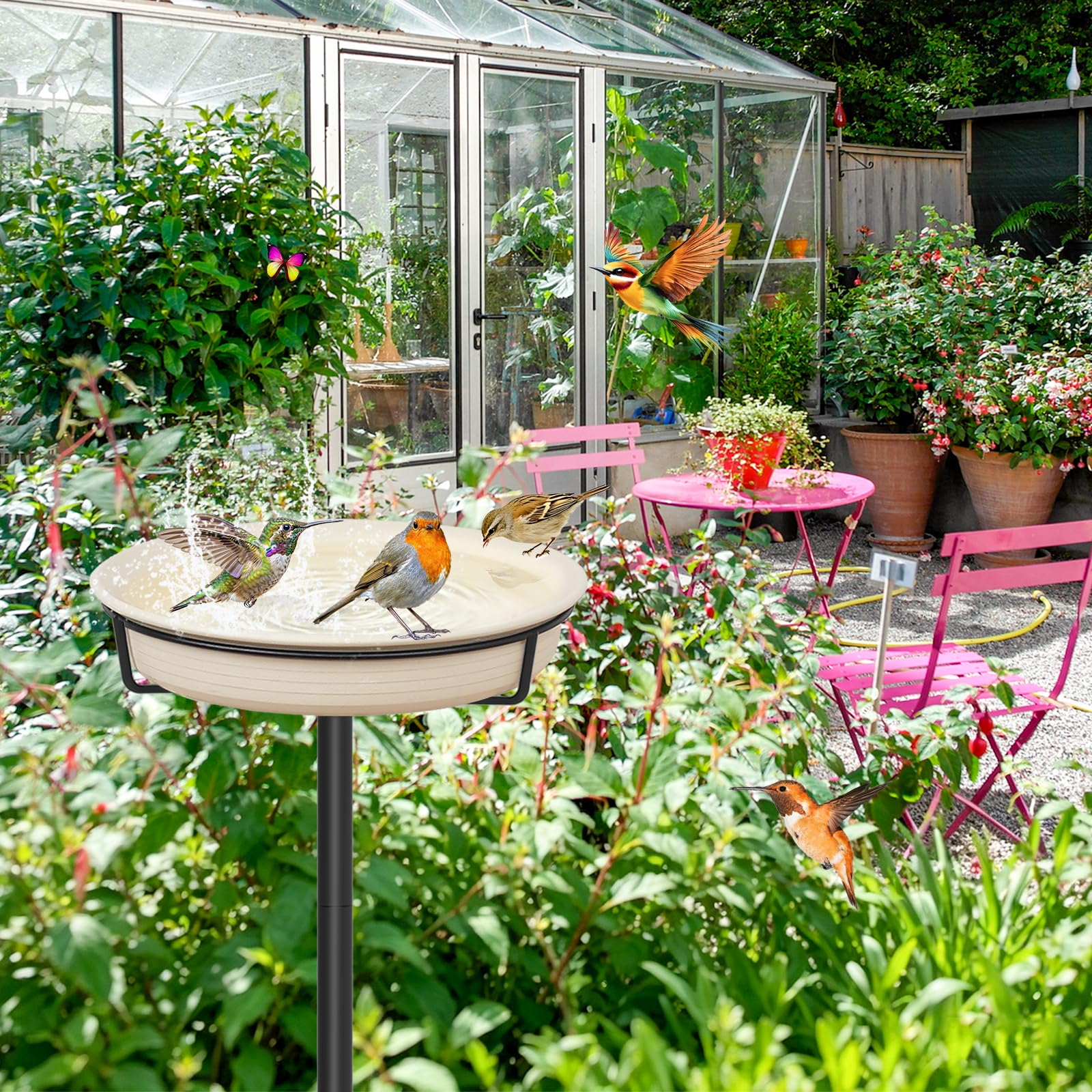 YALINKA Bird Bath decorative view in outdoor setting