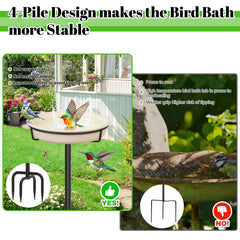 YALINKA Bird Bath with metal stand in garden