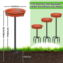 YALINKA Birdbath Bowl side view showing sturdy metal stake